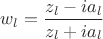 $w_l=\dfrac{z_l-ia_l}{z_l+ia_l}$