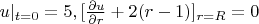 $u|_{t=0} = 5, [\frac {\partial u} {\partial r} + 2(r-1)]_{r=R} = 0$