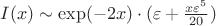 $I(x)\sim\exp(-2x)\cdot(\varepsilon+\frac{x \varepsilon^5}{20})$