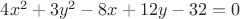 $4x^2+3y^2-8x+12y-32=0$