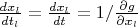 $\frac{dx_l}{dt_l}=\frac{dx_l}{dt}=1/\frac{\partial g}{\partial x_l}$