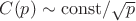 $C(p)\sim \mathrm{const}/\sqrt p$