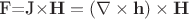 \mathbf{F}=\mathbf{J}\times\mathbf{H}=(\nabla\times\mathbf{h})\times\mathbf{H}