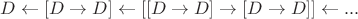 $D \leftarrow [D \rightarrow D] \leftarrow [[D \rightarrow D] \rightarrow [D \rightarrow D]] \leftarrow ...$