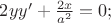$\Ds 2yy&rsquo;+\frac{2x}{a^2}=0;$