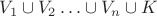 $V_1 \cup V_2 \ldots \cup V_n \cup K$