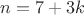 $n=7+3k$