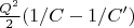$\frac{Q^2}2 (1/C-1/C')$