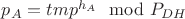 $p_A = tmp^{h_A} \mod P_{DH}$