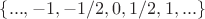 $\{...,-1,-1/2,0,1/2,1,... \}$