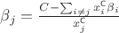 $ \beta_j = \frac{C - \sum_{i \ne j} x_i^\mathsf C \beta_i}{x_j^\mathsf C} $