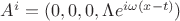 $ A^i=(0,0,0,\Lambda e^{i \omega (x-t)}) $