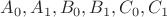 $A_0,A_1,B_0,B_1,C_0,C_1$