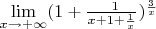 $\lim\limits_{x\to +\infty} (1+ \frac{\ 1}{x+1+\frac{1}{x}})^{\frac{3}{x}}$