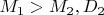 $M_1>M_2, D_2$