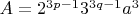 $ A = 2^{3p-1}3^{3q-1}a^3 $