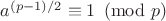 $a^{(p-1)/2}\equiv 1\pmod p$