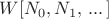 $W[N_0, N_1, \, ... \, ]$