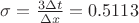 $\sigma =\frac{3\Delta t}{\Delta x}=0.5113$