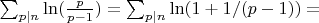 $\sum_{p|n} \ln(\frac {p}{p-1})=\sum_{p|n} \ln (1+1/(p-1))=$