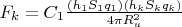 $F_k=C_1\frac{(h_1 S_1 q_1)(h_k S_k q_k)}{4\pi R_u^2}$