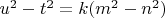 $u^2-t^2=k(m^2-n^2)$
