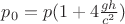$p _{0}=p (1+4\frac{gh}{c^{2}})$
