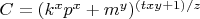 $C=(k^xp^x+m^y)^{(txy+1)/z}$