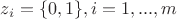 $z_i=\{0,1\}, i=1,...,m$