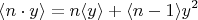 $$ \langle n\cdot y \rangle=n \langle y \rangle+ \langle n-1 \rangle y^2  $$