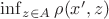 $\inf_{z\in A}\rho(x',z)$ $\inf_{z\in A}\rho(x',z)$
