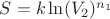 $S=k\ln(V_2)^{n_1}$