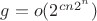 $g = o(2^{cn2^n})$