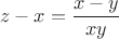 $$z-x=\frac{x-y}{xy}$$
