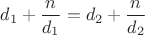 $d_1+\dfrac n{d_1}=d_2+\dfrac n{d_2}$