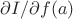 $\partial I/\partial f(a)$