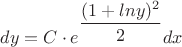 $dy=C\cdot e^{\dfrac{(1+lny)^2}{2}}dx$