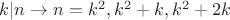 $k|n\to n=k^2,k^2+k,k^2+2k$