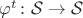 $\varphi^{t} \colon \mathcal{S} \to \mathcal{S}$