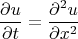 \[
\frac{{\partial u}}
{{\partial t}} = \frac{{\partial ^2 u}}
{{\partial x^2 }}
\]