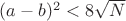 $ (a - b)^2 < 8 \sqrt{N} $