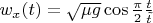 $w_x(t)=\sqrt{\mu g}\cos{\frac\pi{2}\frac{t}{\tilde{t}}}$