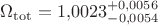 $\Omega_\mathrm{tot}=1{,}0023^{+0{,}0056}_{-0{,}0054}$