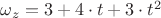 ${\omega_z}={3}+{4}\cdot{t}+{3}\cdot{{t}^{2}}$