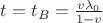 $t=t_B=\frac{v\lambda_0}{1-v}$
