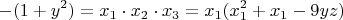 $$-(1+y^2)=x_1\cdot x_2\cdot x_3 = x_1 (x_1^2+x_1-9yz)$$
