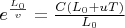 $e^{\frac{L_0}{v}}=\frac{C(L_0+uT)}{L_0}$