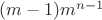$(m-1)m^{n-1}$ $(m-1)m^{n-1}$