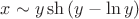 $x \sim y \sh{(y-\ln{y})}$