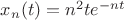 $x_n(t) = n^2te^{-nt}$
